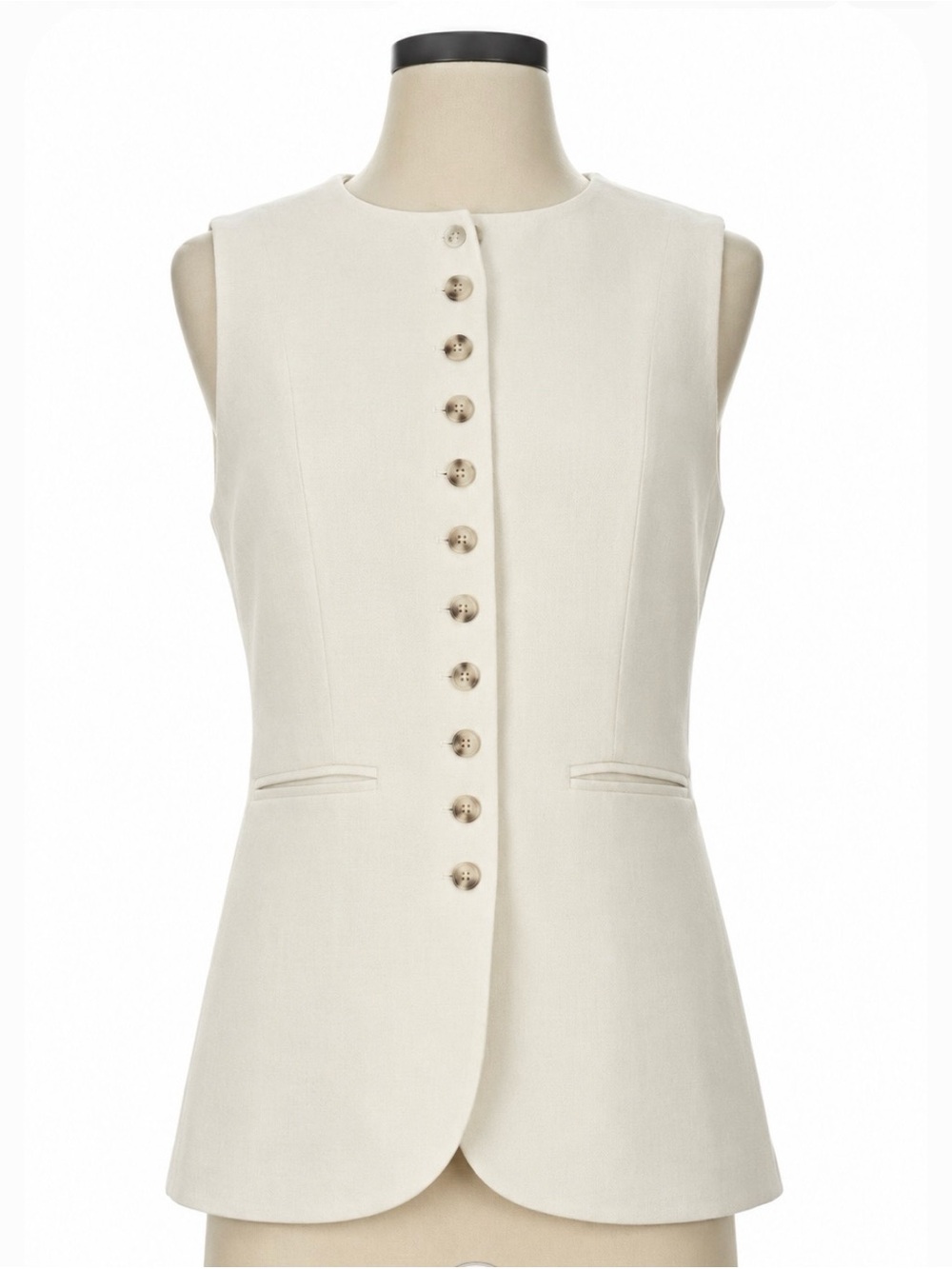 Camila Coelho Sleeveless Cream Button-Front Vest
